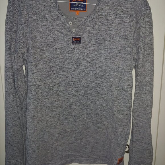 SuperDry - Button Up Long Sleeve T-Shirt - Large - Light Greenish Color - Picture 3 of 5